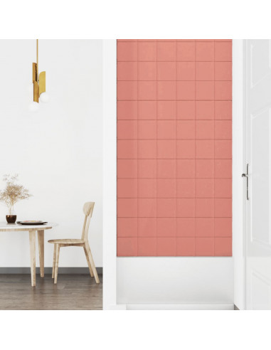 Pannelli Murali 12 pz Rosa 90x15 cm Velluto 1,62 m²