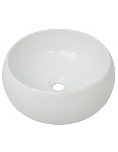 Lavello Bagno con Miscelatore in Ceramica Rotondo Bianco