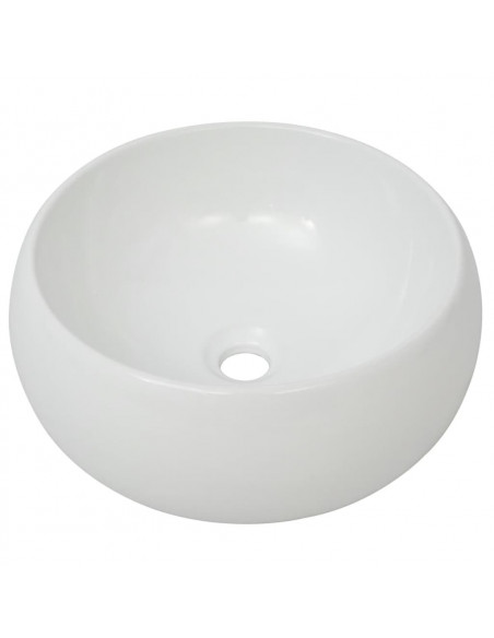 Lavello Bagno con Miscelatore in Ceramica Rotondo Bianco