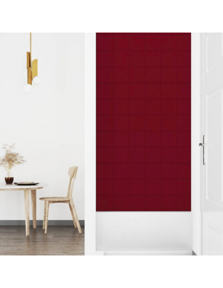 Pannelli Murali 12 pz Rosso Vino 90x15 cm Velluto 1,62 m²