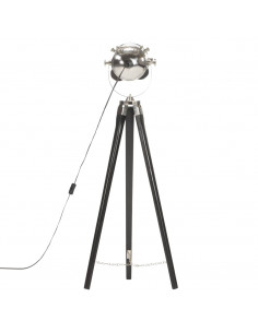 Lampada a Treppiede a Pavimento Nera in Legno di Mango 97 cm 2