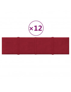 Pannelli Murali 12 pz Rosso Vino 60x15 cm Velluto 1,08 m² 2