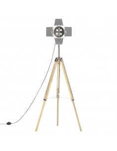 Lampada da Terra a Treppiede Legno Massello di Mango 140 cm 2