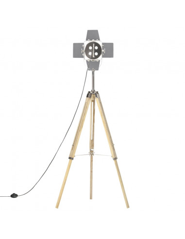 Lampada da Terra a Treppiede Legno Massello di Mango 140 cm