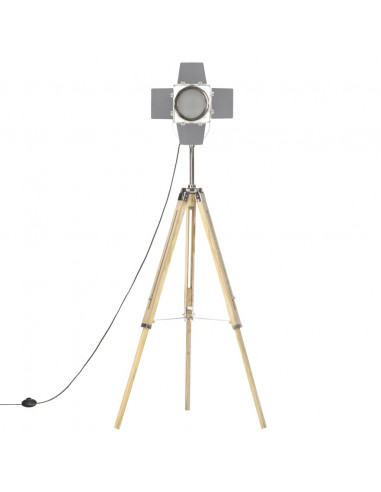 Lampada da Terra a Treppiede Legno Massello di Mango 140 cm