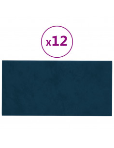 Pannelli Murali 12 pz Blu 30x15 cm in Velluto 0,54 m² 2