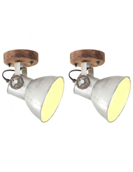 Lampade da Parete/Soffitto 2 pz Industriale Argento 20x25cm E27