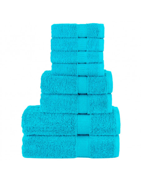 Set Asciugamani 8 pz Turchesi 600 gsm 100% Cotone