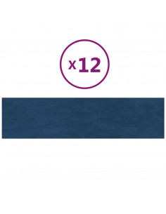 Pannelli Murali 12 pz Blu 60x15 cm Velluto 1,08 m² 2