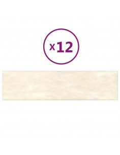 Pannelli Murali 12 pz Crema 60x15 cm Velluto 1,08 m² 2