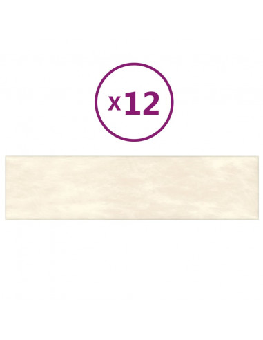 Pannelli Murali 12 pz Crema 60x15 cm Velluto 1,08 m²