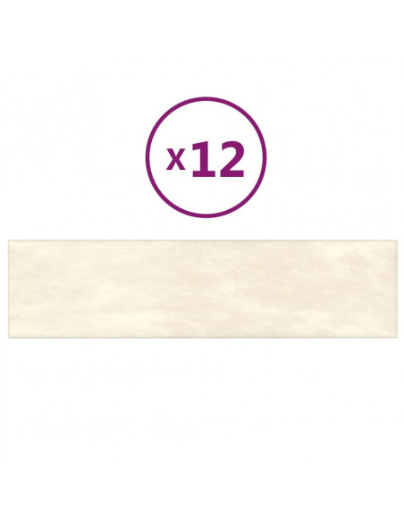Pannelli Murali 12 pz Crema 60x15 cm Velluto 1,08 m²