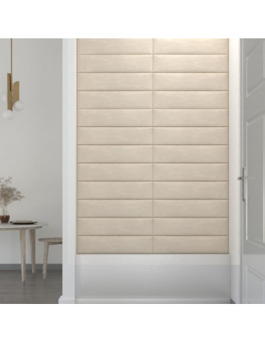 Pannelli Murali 12 pz Crema 60x15 cm Velluto 1,08 m²