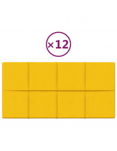 Pannelli Murali 12 pz Gialli 60x30 cm in Velluto 2,16 m² 2