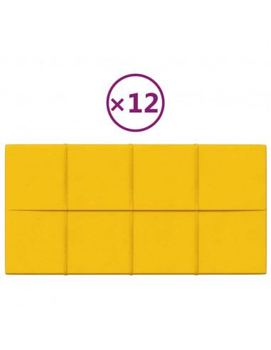 Pannelli Murali 12 pz Gialli 60x30 cm in Velluto 2,16 m²
