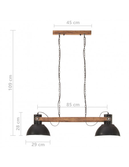 Lampada a Sospensione Industriale 25 W Nera 109 cm E27
