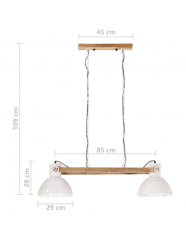 Lampada a Sospensione Industriale 25 W Bianca 109 cm E27