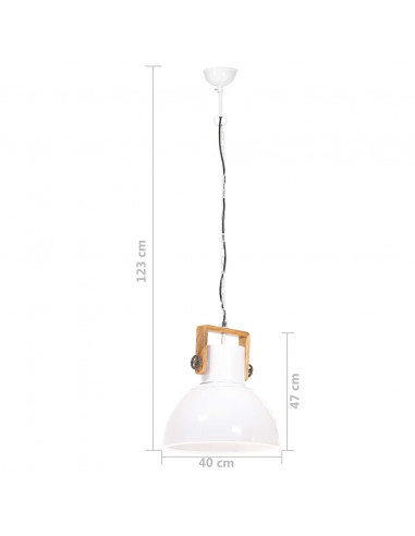 Lampada a Sospensione Industriale 25 W Bianca Rotonda 40 cm E27
