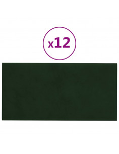 Pannelli Murali 12 pz Verde Scuro 60x30 cm in Velluto 2,16 m² 2