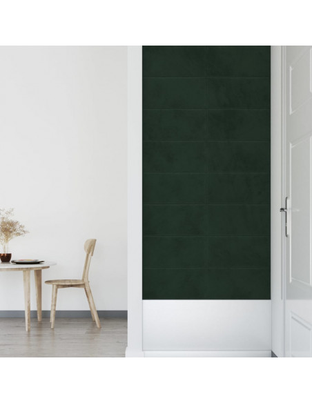 Pannelli Murali 12 pz Verde Scuro 60x30 cm in Velluto 2,16 m²