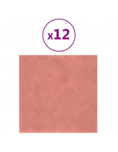 Pannelli Murali 12 pz Rosa 30x30 cm Velluto 1,08 m² 2