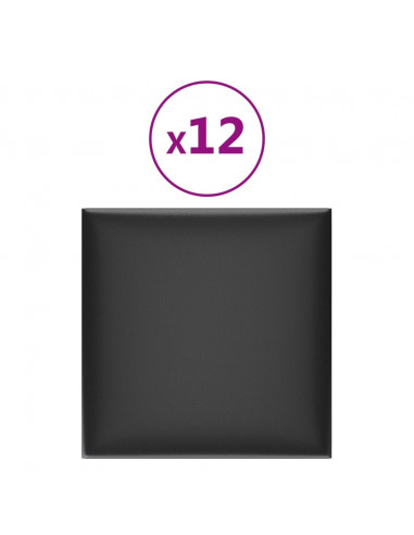Pannelli Murali 12 pz Neri 30x30 cm Similpelle 1,08 m²