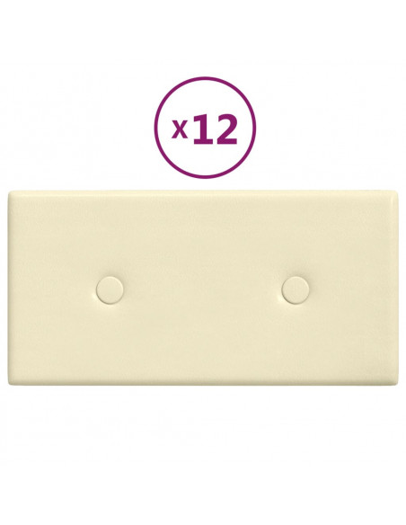 Pannelli Murali 12 pz Crema 30x15 cm in Similpelle 0,54 m²