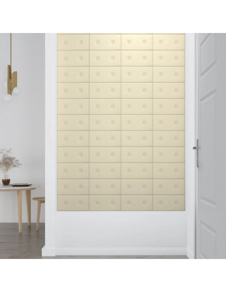 Pannelli Murali 12 pz Crema 30x15 cm in Similpelle 0,54 m²