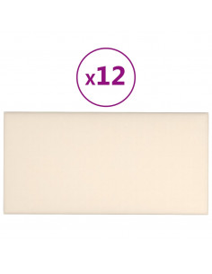 Pannelli Murali 12 pz Crema 60x30 cm Velluto 2,16 m² 2