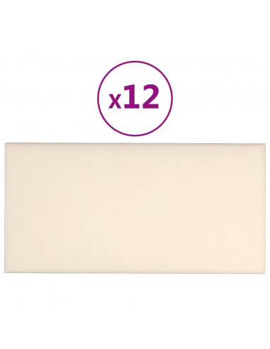 Pannelli Murali 12 pz Crema 60x30 cm Velluto 2,16 m²
