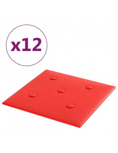 Pannelli Murali 12 pz Rossi 30x30 cm Similpelle 1,08 m²