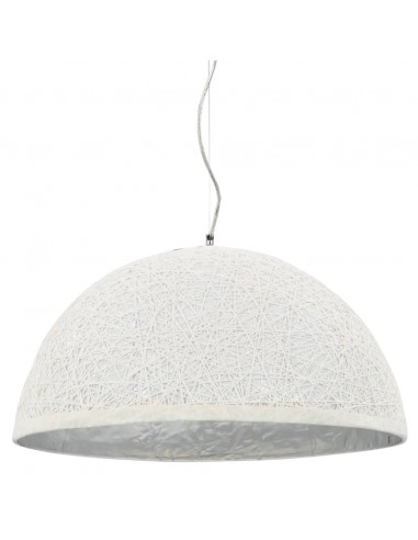 Lampadario da Soffitto Bianco e Argento Ø50 cm E27