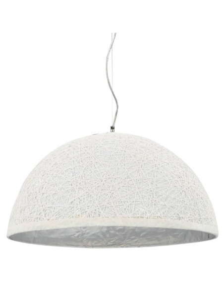 Lampadario da Soffitto Bianco e Argento Ø50 cm E27