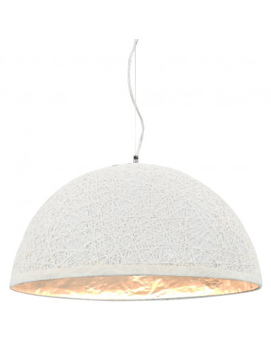 Lampadario da Soffitto Bianco e Argento Ø50 cm E27
