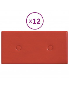 Pannelli Murali 12 pz Rossi 30x15 cm in Similpelle 0,54 m² 2