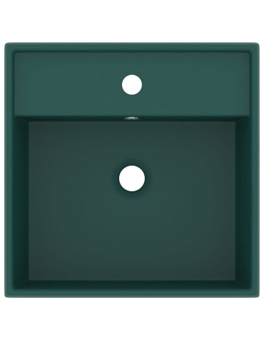Lavabo Troppopieno Quadrato Verde Scuro Opaco 41x41cm Ceramica