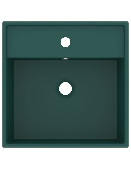 Lavabo Troppopieno Quadrato Verde Scuro Opaco 41x41cm Ceramica