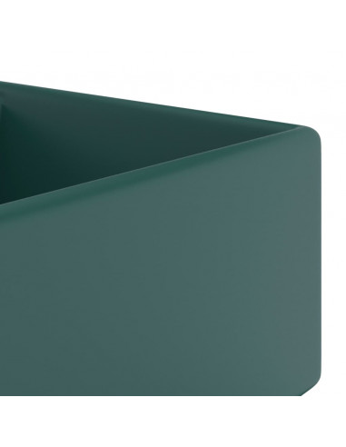 Lavabo Troppopieno Quadrato Verde Scuro Opaco 41x41cm Ceramica