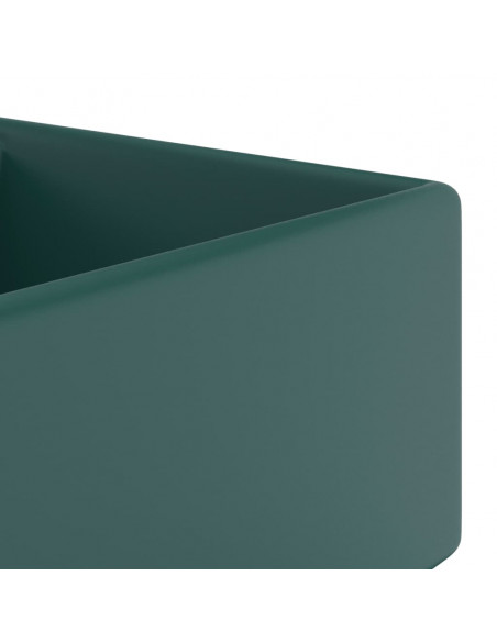 Lavabo Troppopieno Quadrato Verde Scuro Opaco 41x41cm Ceramica