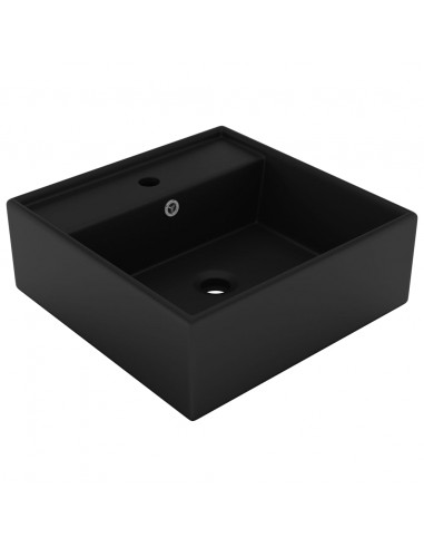 Lavabo Troppopieno Quadrato Nero Opaco 41x41cm Ceramica
