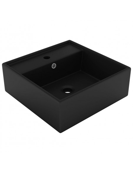 Lavabo Troppopieno Quadrato Nero Opaco 41x41cm Ceramica
