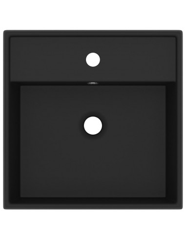 Lavabo Troppopieno Quadrato Nero Opaco 41x41cm Ceramica
