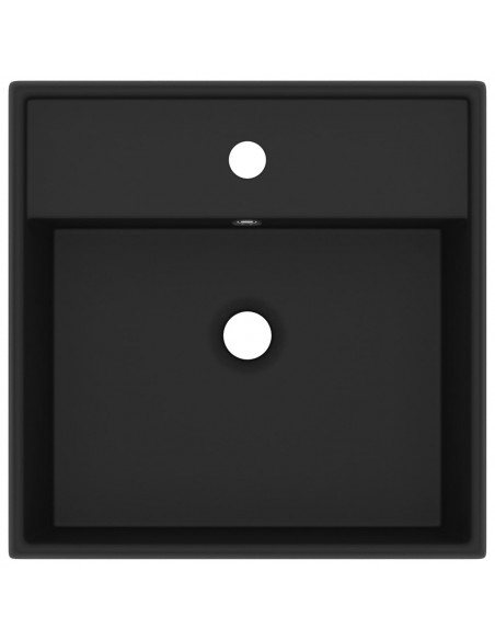 Lavabo Troppopieno Quadrato Nero Opaco 41x41cm Ceramica