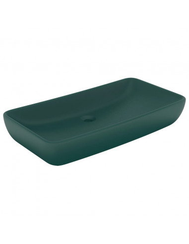 Lavabo Lusso Rettangolare Verde Scuro Opaco 71x38 cm Ceramica