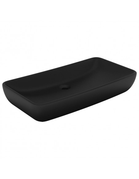 Lavandino Lusso Rettangolare Nero Opaco 71x38 cm in Ceramica