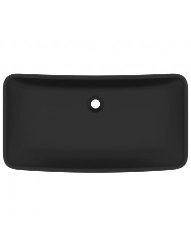 Lavandino Lusso Rettangolare Nero Opaco 71x38 cm in Ceramica