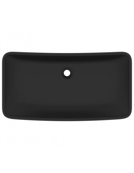 Lavandino Lusso Rettangolare Nero Opaco 71x38 cm in Ceramica