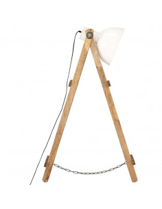 Lampade da Pavimento 3 pz Bianche E27 in Massello di Mango 2