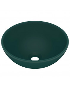 Lavandino Lusso Rotondo Verde Scuro Opaco 32,5x14 cm Ceramica 2