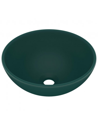 Lavandino Lusso Rotondo Verde Scuro Opaco 32,5x14 cm Ceramica
